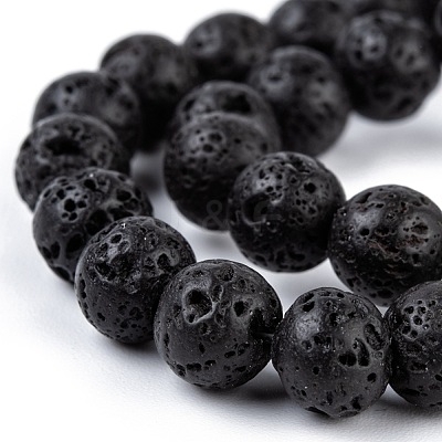 Natural Lava Rock Stone Bead Strands X-G-R193-18-8mm-1