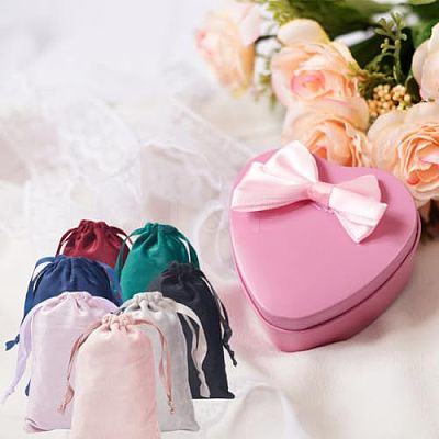28Pcs 7 Colors Velvet Jewelry Drawstring Bags TP-DR0001-02B-1