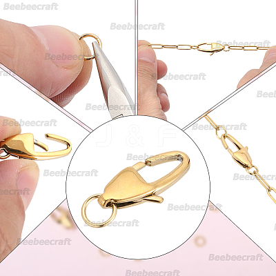 6Pcs 304 Stainless Steel Lobster Claw Clasps STAS-BBC0008-57G-1