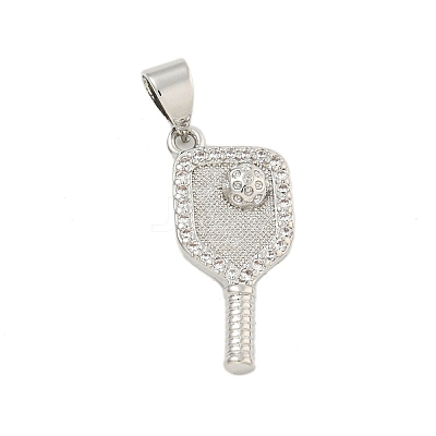 Rack Plating Brass Micro Pave Clear Cubic Zirconia Pendants KK-U021-08P-1