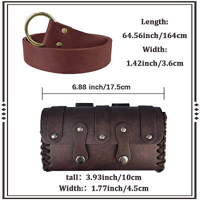 Leather Waist Bag and Belt Set AJEW-CL0003-58A-1