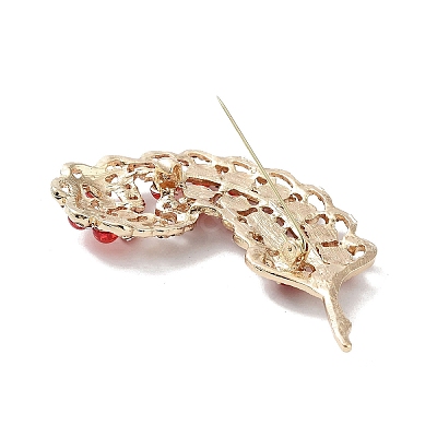 Leaf Alloy Pave Acrylic Rhinestone Brooch LS-JEWB-C029-17A-1