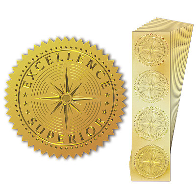 Plastic Self Adhesive Gold Foil Embossed Stickers DIY-WH0211-386-1