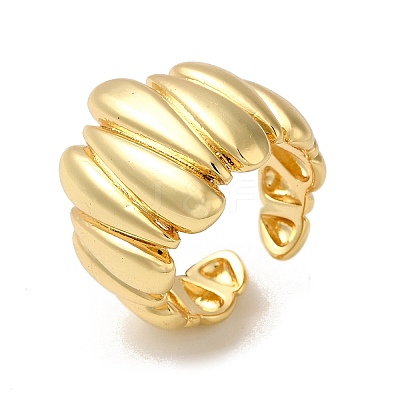 Rack Plating Brass Open Cuff Rings RJEW-K249-14G-1
