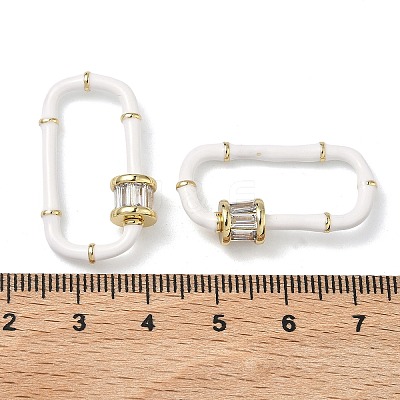 Oval Brass Micro Pave Clear Cubic Zirconia Locking Carabiner KK-H256-01G-04-1