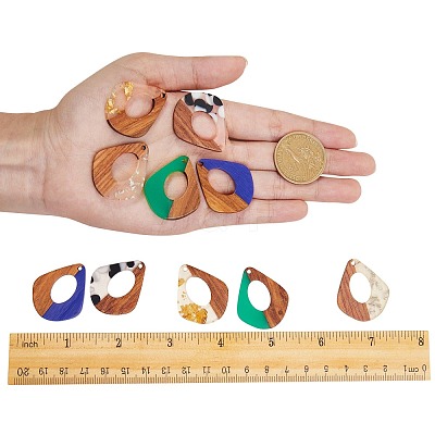 DIY 5 Pairs Resin & Walnut Wood Earrings Making Kits DIY-SZ0001-74-1