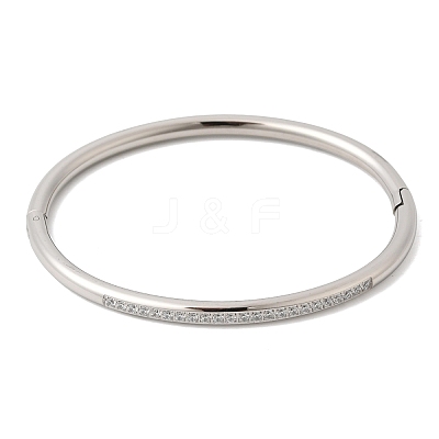 304 Stainless Steel Micro Pave Cubic Zirconia Hinged Bangles for Women BJEW-D408-30P-1