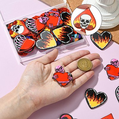 30Pcs 6 Styles Opaque Printed Acrylic Pendants MACR-CJ0002-12-1