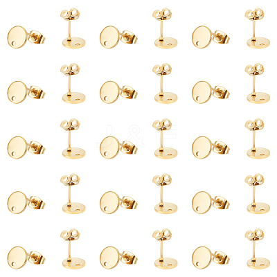 PVD Vacuum Plating 304 Stainless Steel Stud Earring Findings STAS-UN0016-05A-G-1