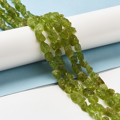 Raw Rough Natural Peridot Beads Strands G-I283-G07-02-1