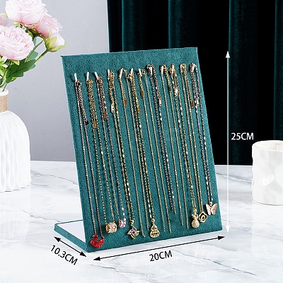 Velvet Necklace Organizer Display Stands for 12 Necklaces PW-WG61009-05-1