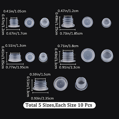 50Pcs 5 Styles Plastic Bottle Stoppers KY-GF0001-42A-1