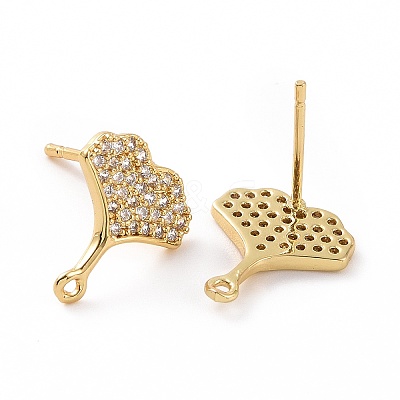Brass Micro Pave Clear Cubic Zirconia Stud Earring Findings ZIRC-F133-10G-1