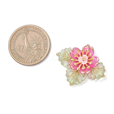 Brass Glass Seed Beaded Flower Pendants PALLOY-MZ01118-04-1