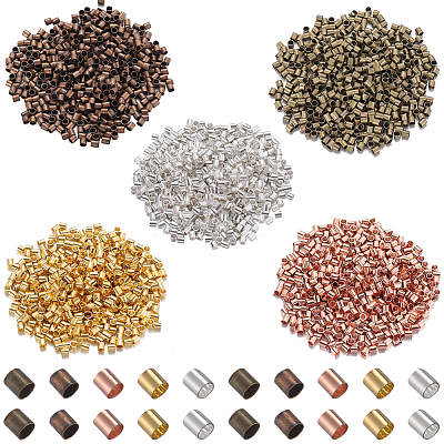 3000Pcs 5 Colors Brass Crimp Beads KK-SP0001-86-1