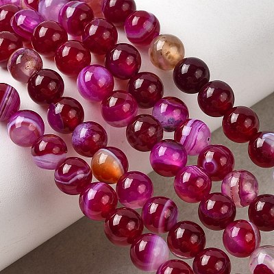 Natural Banded Agate Beads Strands G-I392-A01-6mm-01-1