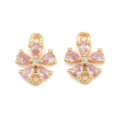 Brass Pave Pink Cubic Zirconia Connector Charms CU-CBAA6E8-01G-1