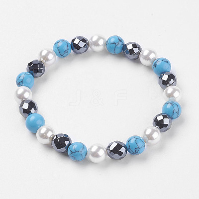 Synthetic Hematite Beads Stretch Bracelets BJEW-I241-26C-1