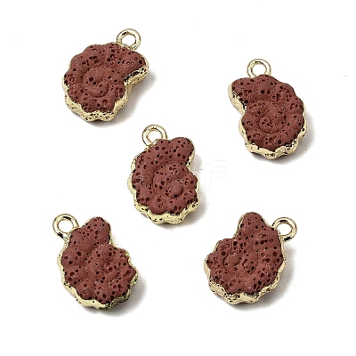 Dyed Synthetic Lava Rock Pendants G-P614-05G-01-1