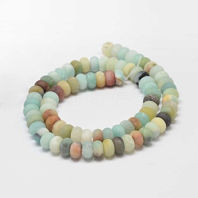 Frosted Rondelle Natural Flower Amazonite Beads Strands G-K094-10x6mm-B-1