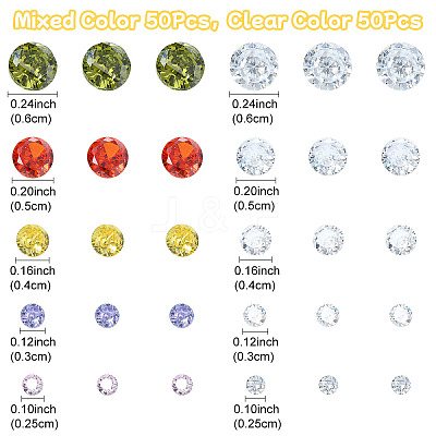 100Pcs 10 Styles Cubic Zirconia Cabochons ZIRC-YW0001-20A-1