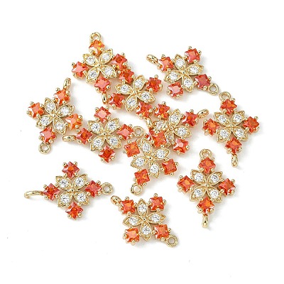 Brass Pave Cubic Zirconia Connector Charms KK-G462-45KCG-03-1