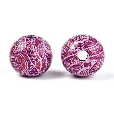 Bohemian Style Printed Schima Wood Beads WOOD-T032-31E-1