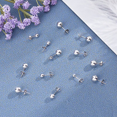 201 Stainless Steel Ball Stud Earrings STAS-UN0019-07P-1