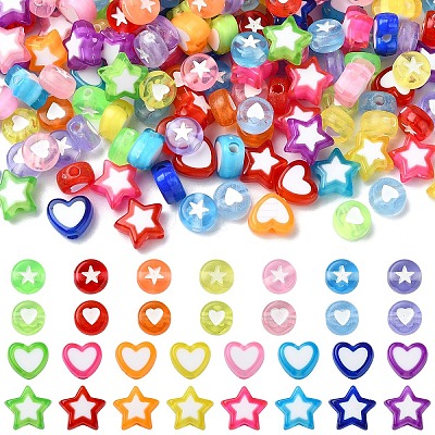 200Pcs 4 Styles Transparent Acrylic Beads OACR-YW0001-97-1