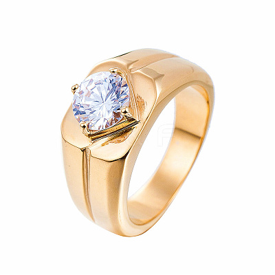 304 Stainless Steel Pave Clear Cubic Zirconia Finger Rings for Men FS-WG96A01-12-1