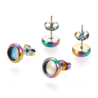 Ion Plating(IP) 304 Stainless Steel Stud Earring Settings STAS-K202-05B-M-1