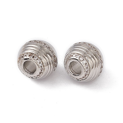 Rack Plating Brass Micro Pave Cubic Zirconia Beads KK-C007-46P-1