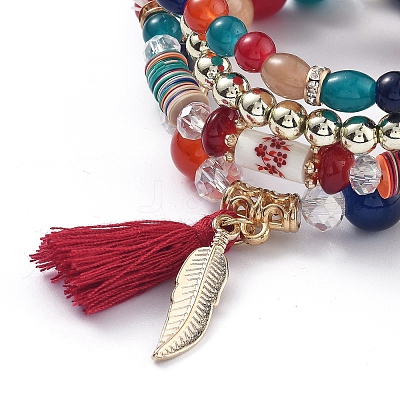 Multi-layered Stretch Bracelets Sets BJEW-SZ0001-010B-1