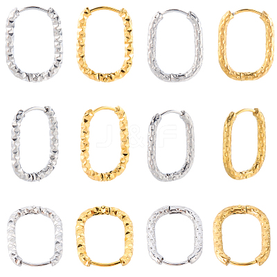 16Pcs 4 Styles 304 Stainless Steel Hoop Earring EJEW-SC0001-77-1