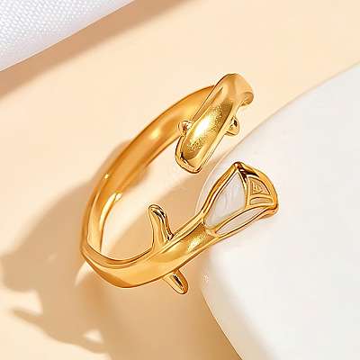 304 Stainless Steel Enamel Cuff Open Rings WG9DB1B-01-1