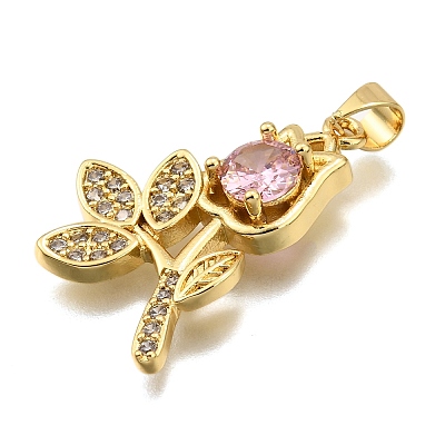 Rack Plating Brass Micro Pave Cubic Zirconia Pendants KK-K401-50A-G-1