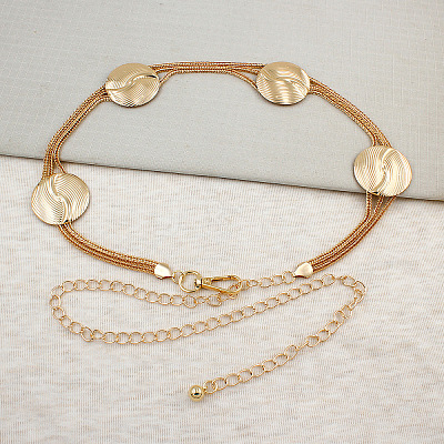 Vintage Alloy Geometric Disc Link Chain Waist Belly Chains for Women FS-WGD731C-10-1
