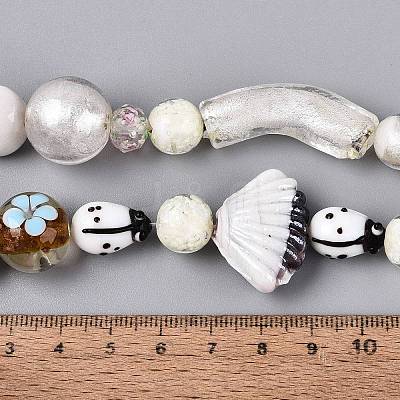 Handmade Foil Glass with Gold Sand Lampwork Beads Strands FOIL-Q002-08H-1
