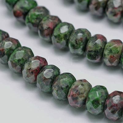 Faceted Natural Ruby in Zoisite Rondelle Beads Strands X-G-K090-04-1