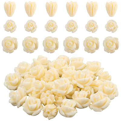 60Pcs 3 Styles Dyed Synthetic Coral Carved Beads CORA-SC0001-09-1