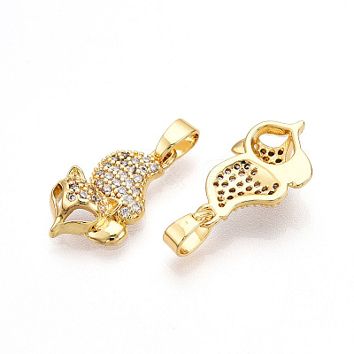 Brass Micro Pave Cubic Zirconia Pendants KK-T070-84G-1