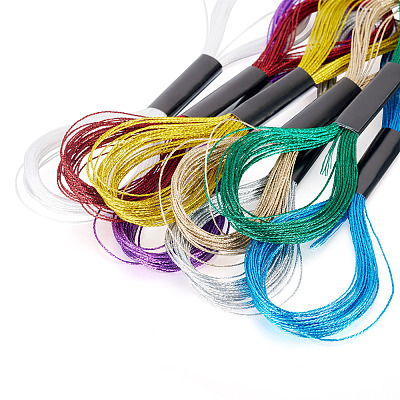 8 Skeins 8 Colors 6-Ply Polyester Metallic Embroidery Floss DIY-TAC0020-73-1