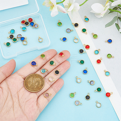 8 Color 304 Stainless Steel with Glass Charms STAS-UN0048-44A-1
