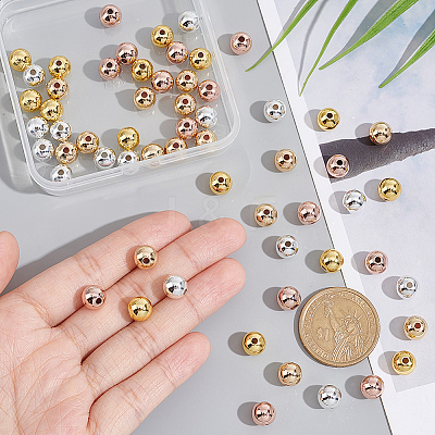 60Pcs 4 Colors Rack Plating Brass Beads KK-PH0009-19-1