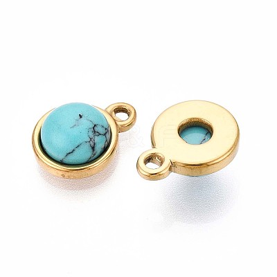 Synthetic Turquoise Half Round Charms STAS-N109-213B-G-1