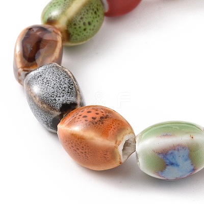 Ethnic Style Colorful Handmade Porcelain Beaded Stretch Bracelet for Women BJEW-JB09089-02-1