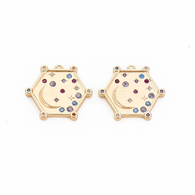 Brass Micro Pave Cubic Zirconia Pendants KK-S364-271D-1