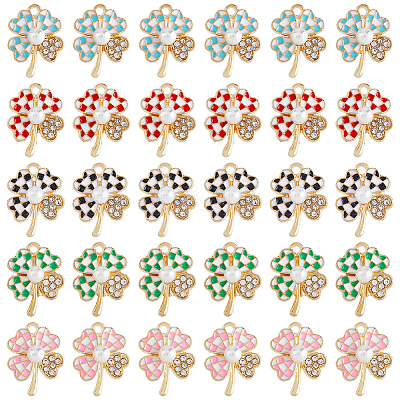 30Pcs 5 Colors Alloy Enamel Pendants ENAM-HY0001-16-1