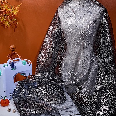 Spider Web Pattern Polyester Fabric DIY-WH0671-114-1