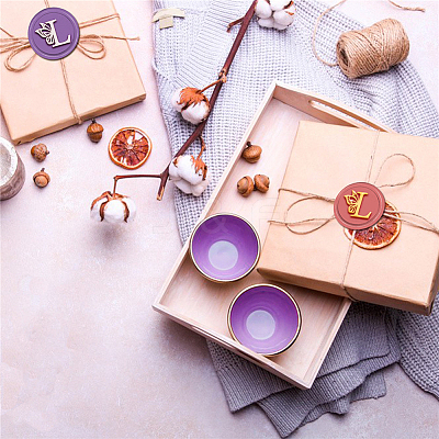 Brass Wax Seal Stamp with Handle AJEW-WH0184-0673-1